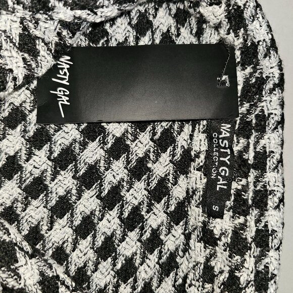 NWT Nasty Gal Size Small Shacket Shirt Jacket Fringe Houndstooth Gingham Top - Picture 5 of 12